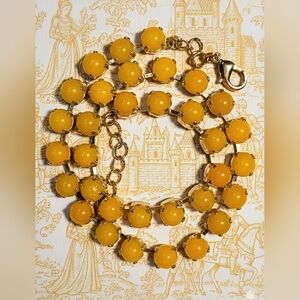 Genuine Yellow Jade in 14K Gold Plated Necklace & Earrings or Silver Plated